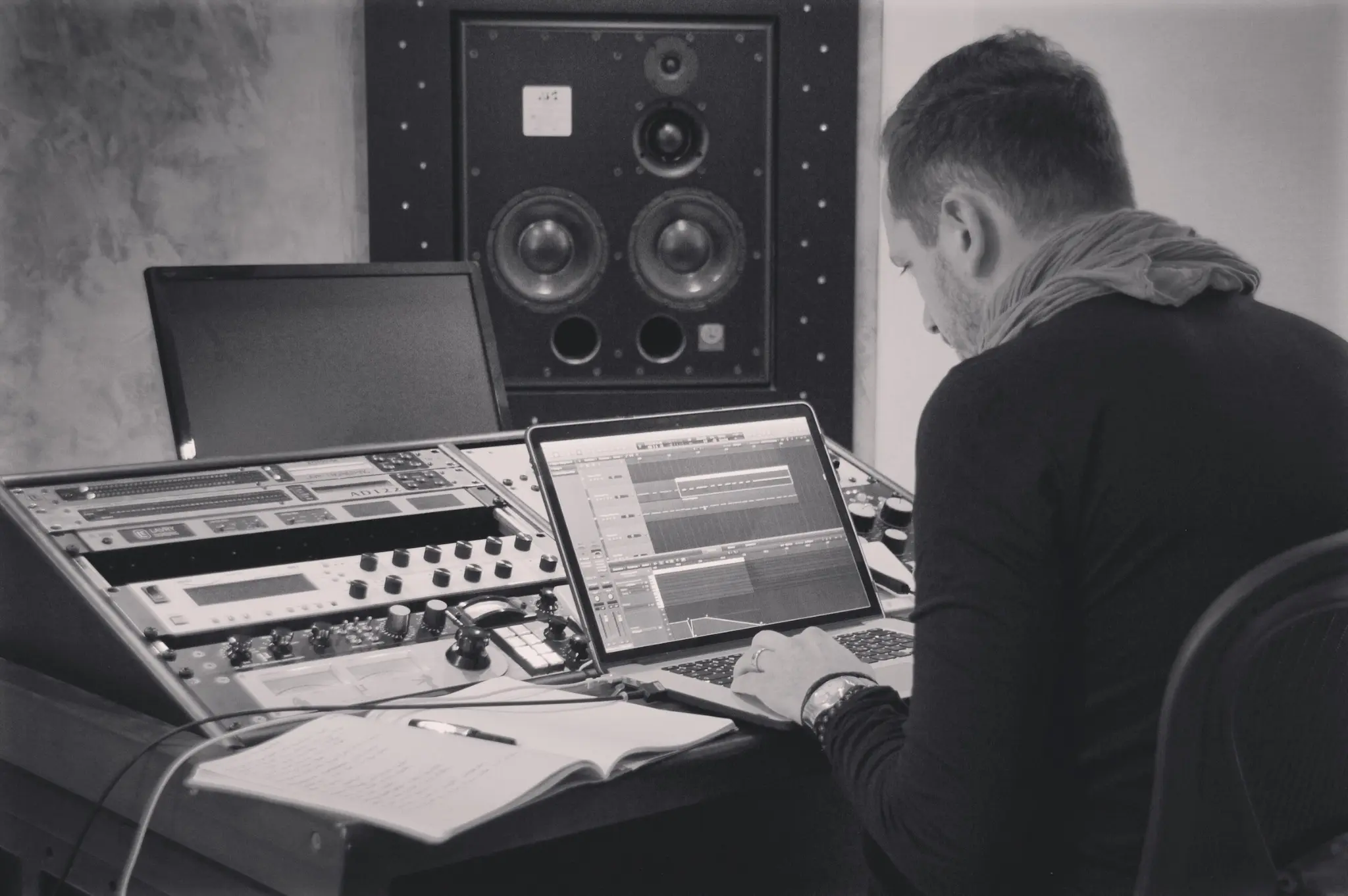 Timo Schattka producing music in the recording studio